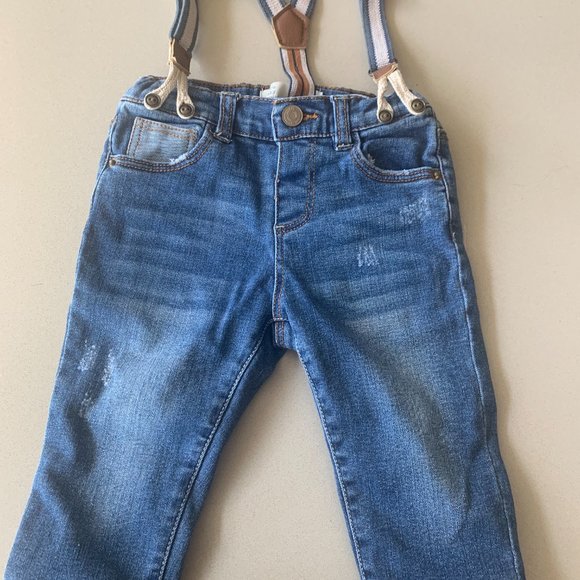 Zara Baby 6-9 month denim suspenders - Picture 1 of 3
